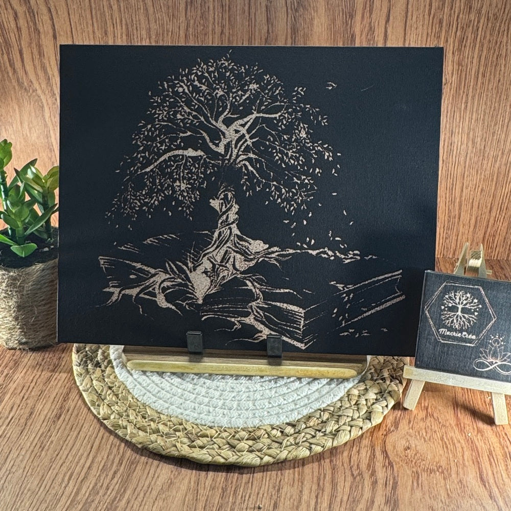 Toile gravée – Arbre de Vie et Livre