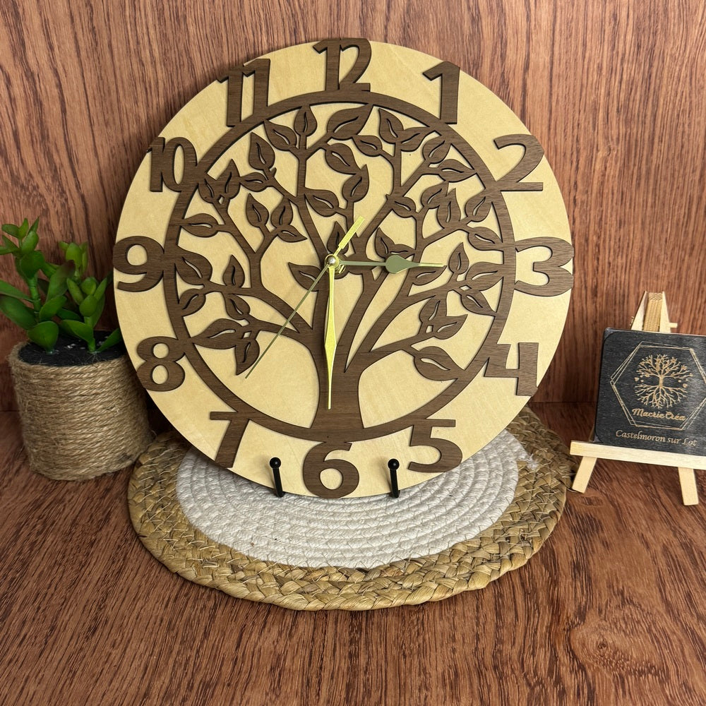 Horloge Arbre de Vie – Bois Tilleul & Noyer