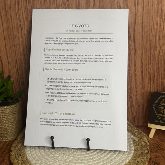 Ex-Voto Cœur Sacré en Bois Gravé – Vert
