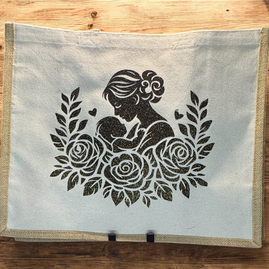 Cabas Flocage Doré Maman & Bébé Roses