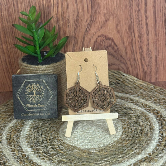 Boucles d'oreilles Hexagone Mandala