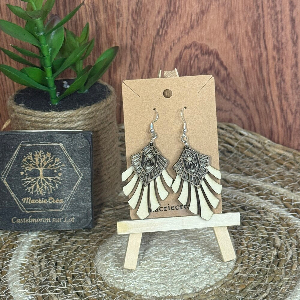 Boucles d'oreilles Plumes Grisées