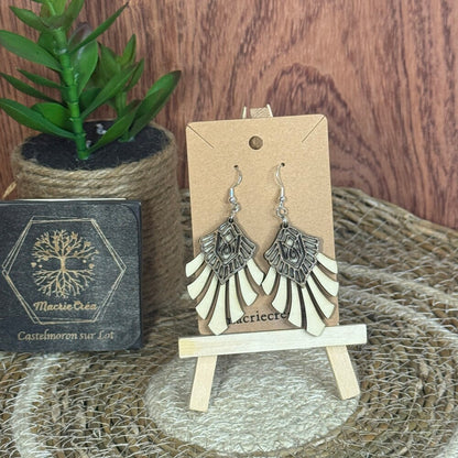 Boucles d'oreilles Plumes Grisées