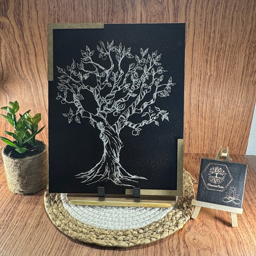 Toile peinte 20x30 cm – Arbre de Vie sur fond noir
