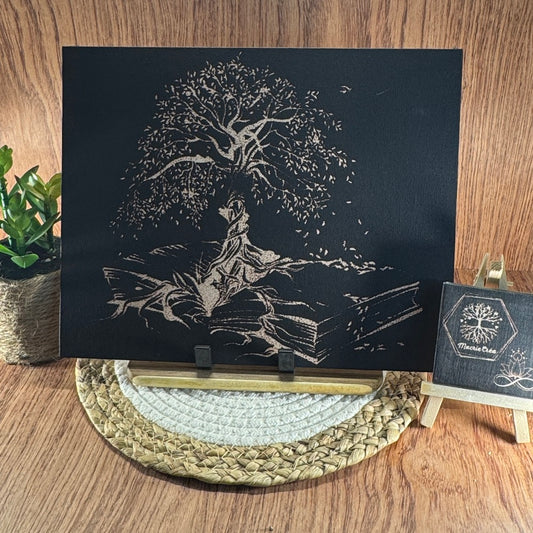 Toile gravée – Arbre de Vie et Livre
