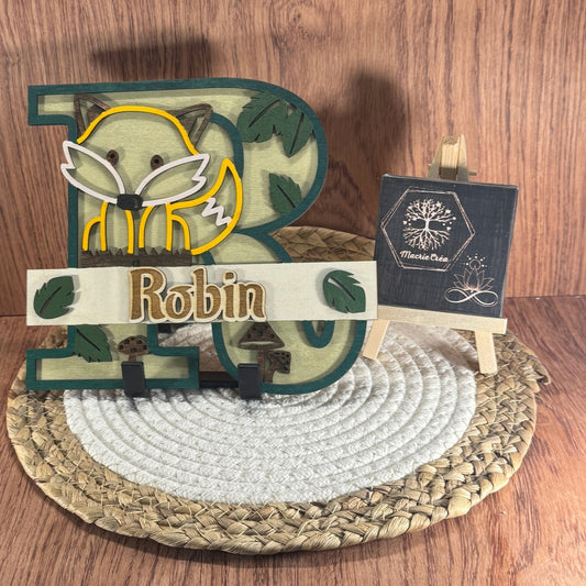 Lettre décorative en bois personnalisée – Initiale jungle avec animal