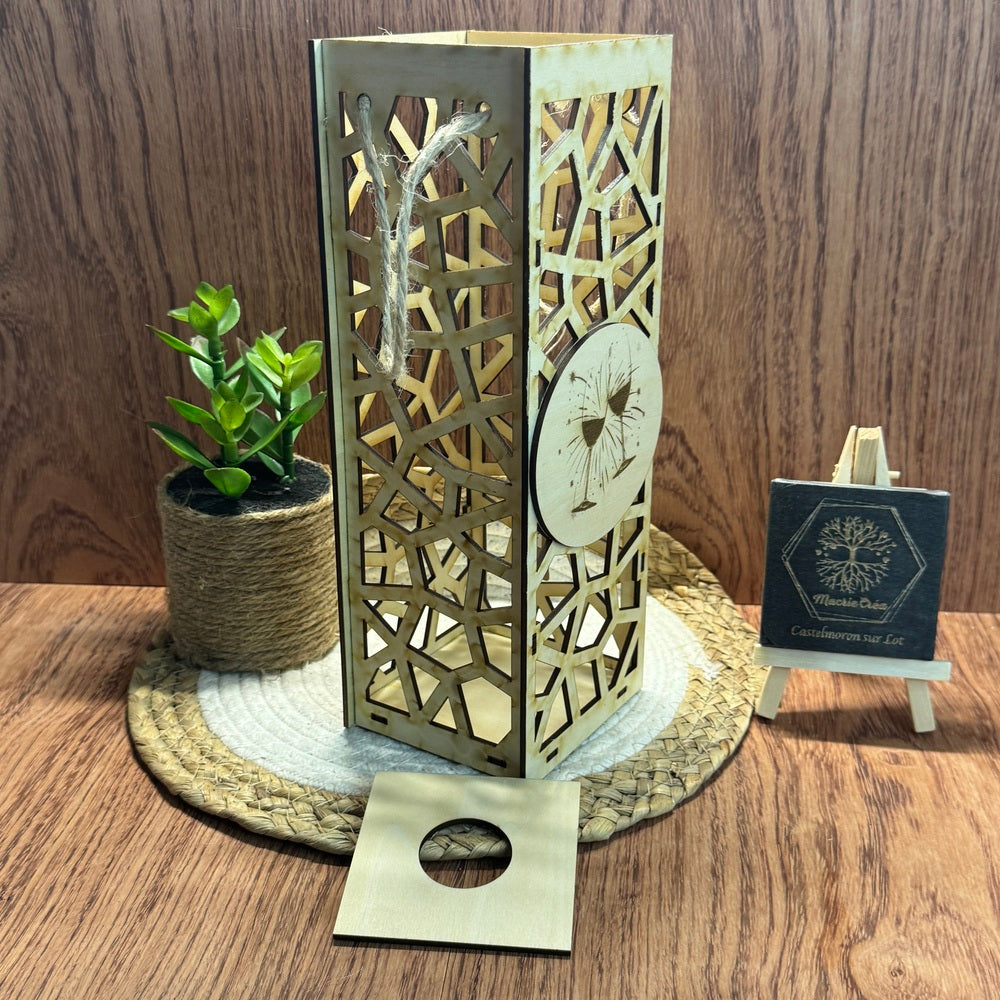 Caisse à vin en bois découpée au laser – Mosaïque & Champagne