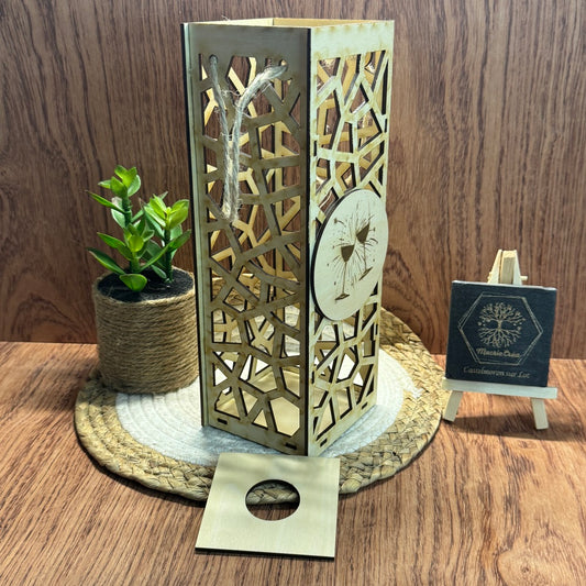 Caisse à vin en bois découpée au laser – Mosaïque & Champagne