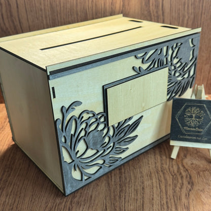 Urne de Mariage en Bois – Fleurs Découpées Laser – À Monter Soi-Même