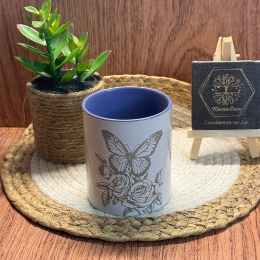 Mug gravé Papillon & Roses