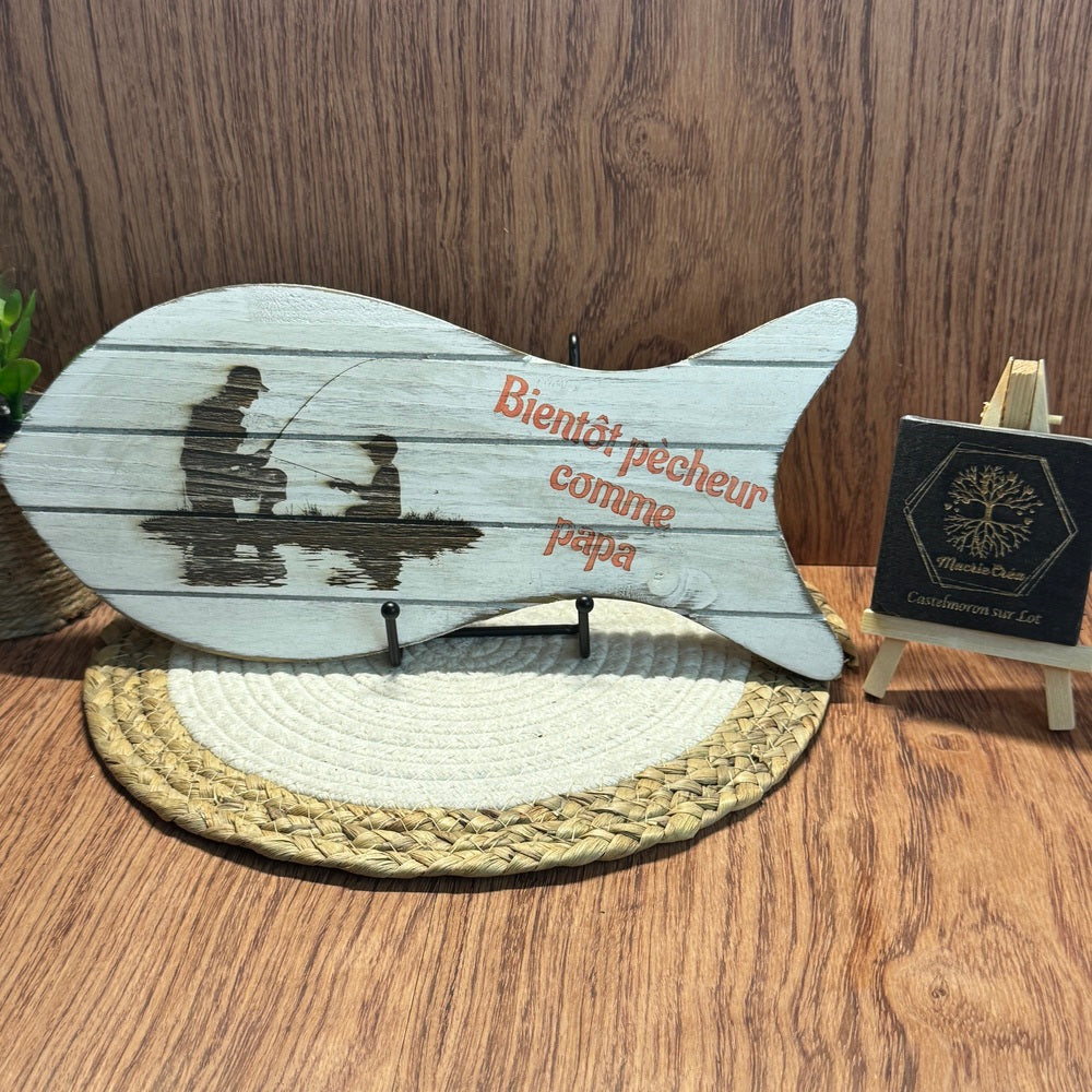 Plaque Décorative Poisson Pêcheur – Cadeau Papa