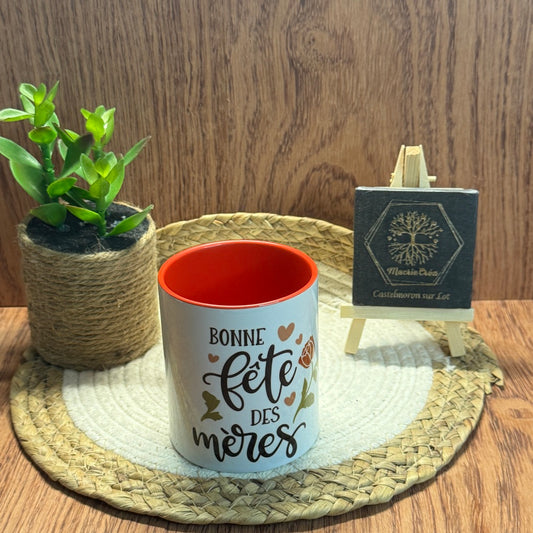 Mug Fête des Mères – Bonne Fête des Mères – Intérieur orange