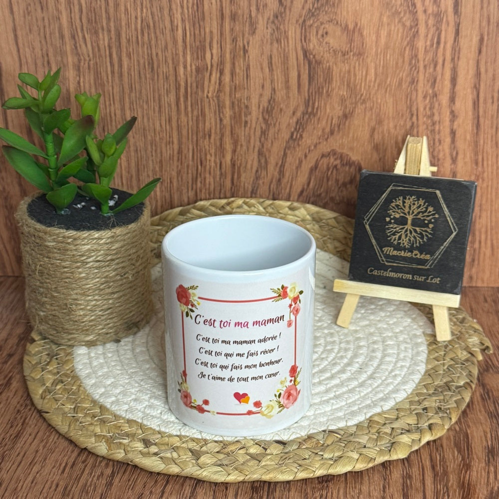 Mug « C’est toi ma maman » – Poème floral