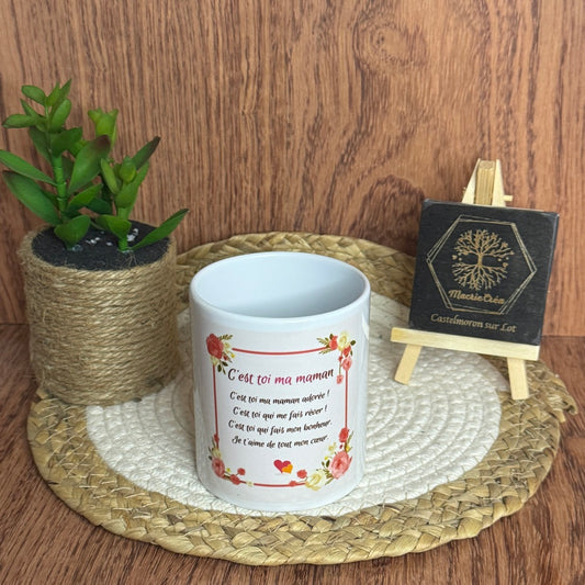 Mug « C’est toi ma maman » – Poème floral