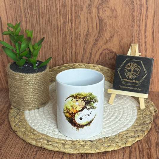Mug sublimation – Yin Yang arbre nature tons verts