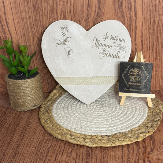 Cœur en bois MDF – Je suis une Maman Trop Géniale