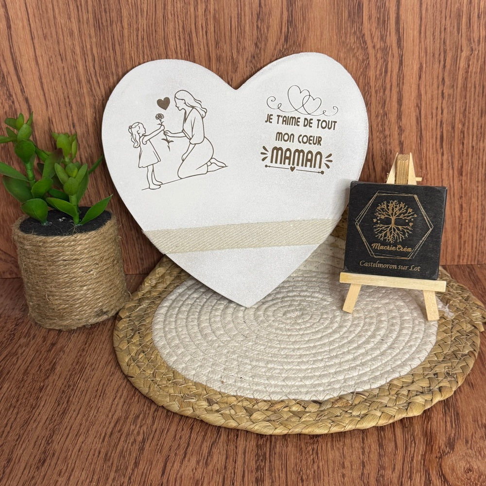 Cœur en bois MDF – Je t'aime de tout mon cœur Maman