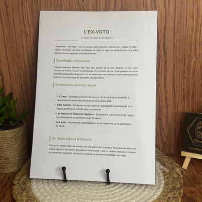 Ex-Voto Cœur Sacré en Bois Gravé – Vert