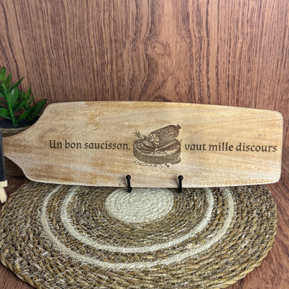 Planche en acacia avec manche – Gravée laser