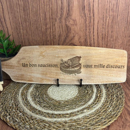Planche en acacia avec manche – Gravée laser