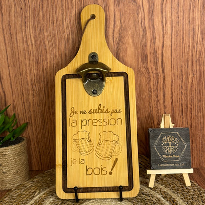 Planche décapsuleur en bambou – Gravée laser