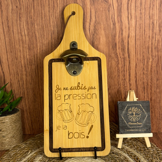 Planche décapsuleur en bambou – Gravée laser