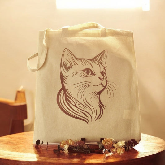 Tote Bag Gravé Portrait de Chat